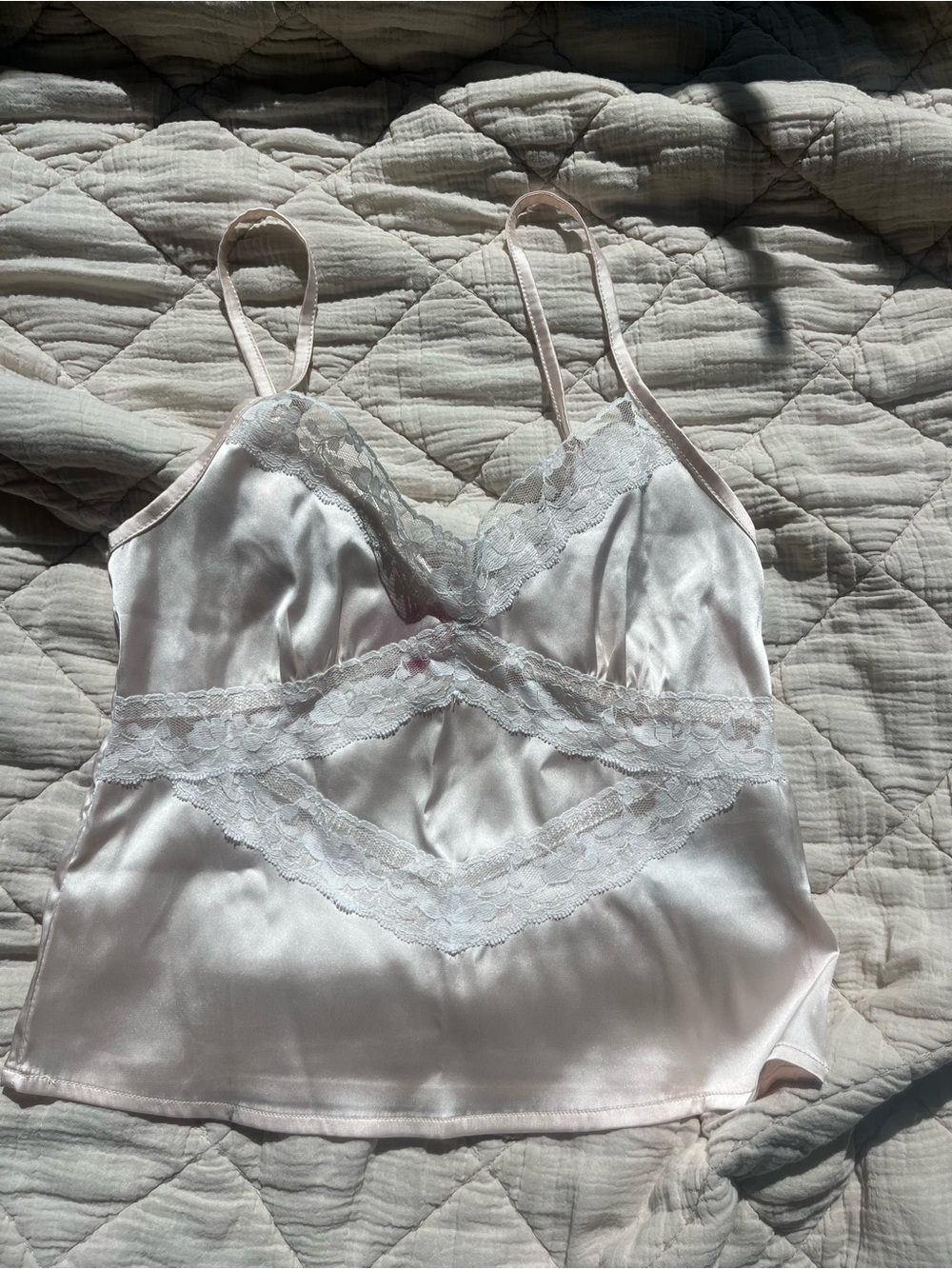 Silk Lace Trim Cami Tank Top